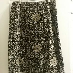 Talbot 's Black skirt with cream floral design